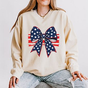 Coquette Patriotic Bow - Women's Lightweight Garment Dyed Sweatshirt