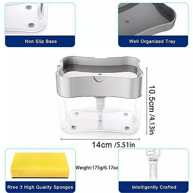 2-In-1 Liquid Soap Pump Dispenser With Sponge 2 Pcs