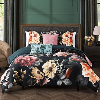 Bebejan Botanical Birds 100% Cotton Sateen 5 pc Reversible Comforter Set