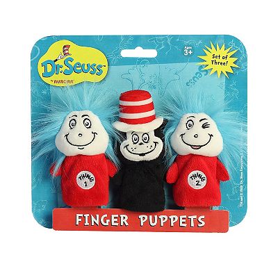 Aurora Mini Multicolor Dr. Seuss 3" Dr. Seuss Finger Puppet Set Whimsical Stuffed Animal