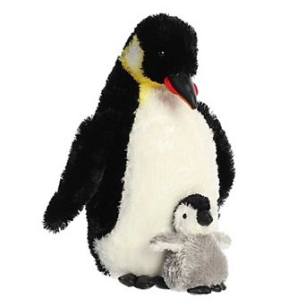 Aurora - Medium White Wild Life - 12" Emperor Penguin with Baby - Playful Stuffed Animal