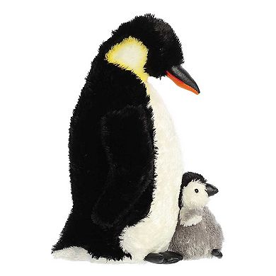 Aurora - Medium White Wild Life - 12" Emperor Penguin with Baby - Playful Stuffed Animal