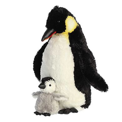 Aurora - Medium White Wild Life - 12" Emperor Penguin with Baby - Playful Stuffed Animal