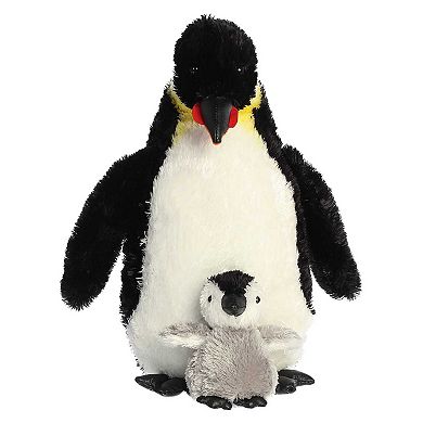 Aurora - Medium White Wild Life - 12" Emperor Penguin with Baby - Playful Stuffed Animal