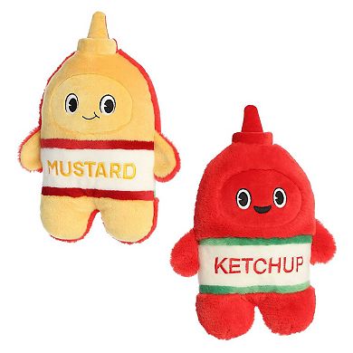 Aurora Medium Yellow Flipovers 11" Mustard & Ketchup Interactive Stuffed Animal
