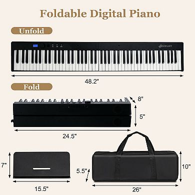 88-Key Foldable Digital Piano with MIDI and Wireless BT