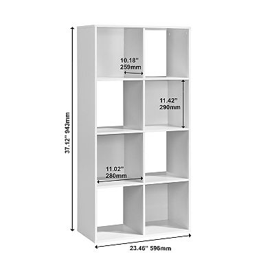 37.13 in. H x 23.47 in. W x 11.61 in. D White Wood 8-Cube Storage Organizer