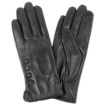 Women's Karla Hanson Leather Touchscreen Gloves with Buttons