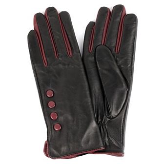 Women's Karla Hanson Leather Touchscreen Gloves with Buttons