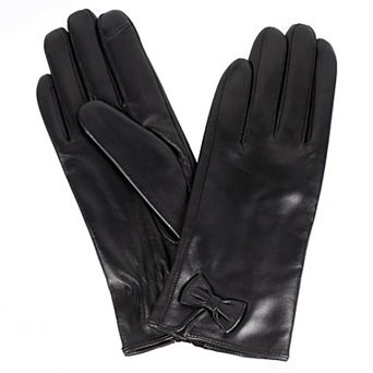 Women's Karla Hanson Leather Touchscreen Gloves with Bows