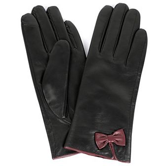 Women's Karla Hanson Leather Touchscreen Gloves with Bows