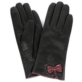 Women's Karla Hanson Leather Touchscreen Gloves with Bows