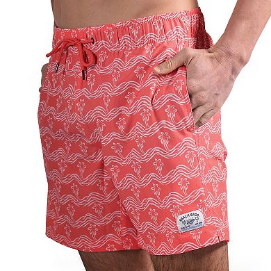 Men's Beach Bros 6.5-Inch Waves Print 4-Way Stretch Mesh Lined Swim Trunks