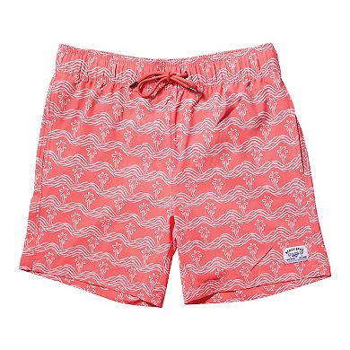 Men's Beach Bros 6.5-Inch Waves Print 4-Way Stretch Mesh Lined Swim Trunks