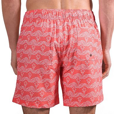 Men's Beach Bros 6.5-Inch Waves Print 4-Way Stretch Mesh Lined Swim Trunks