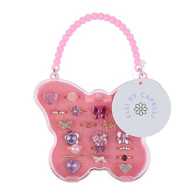 Girls Elli by Capelli 24 Piece Ring Set with Butterfly Case