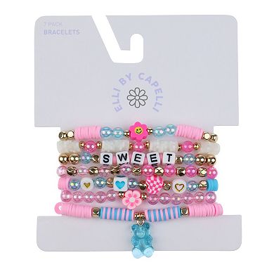 Girls Elli by Capelli 7-pc. Stretch Beaded Bracelet Set