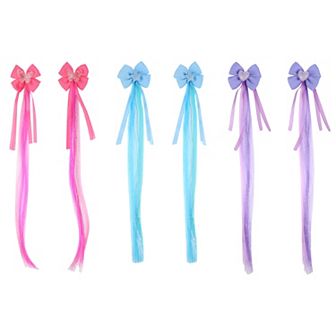 Girls Elli by Capelli 6 pc Faux Hair Clip Set with Bows