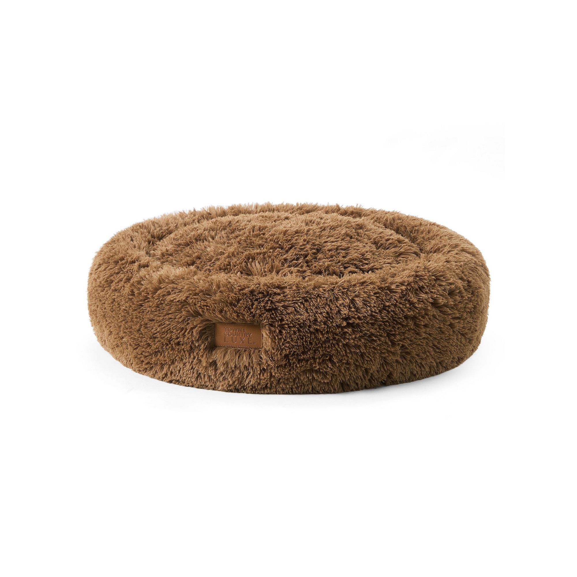 TCL Town & Country Luxe CuddleTown Fuzzy Solid Donut Pet Bed, Otter Brown