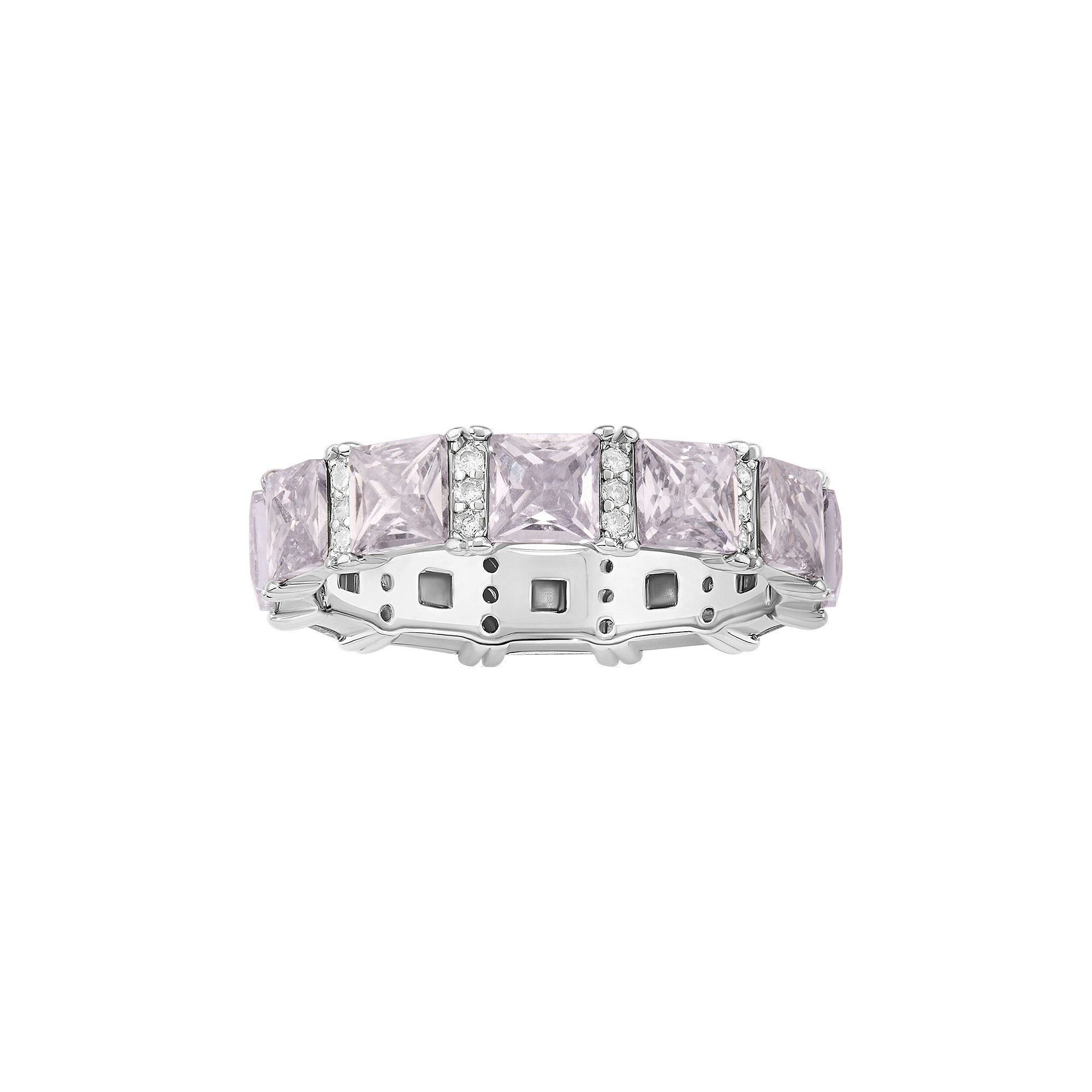 PRIMROSE Fine Silver Plated Crystal & Cubic Zirconia Princess-Cut Eternity 