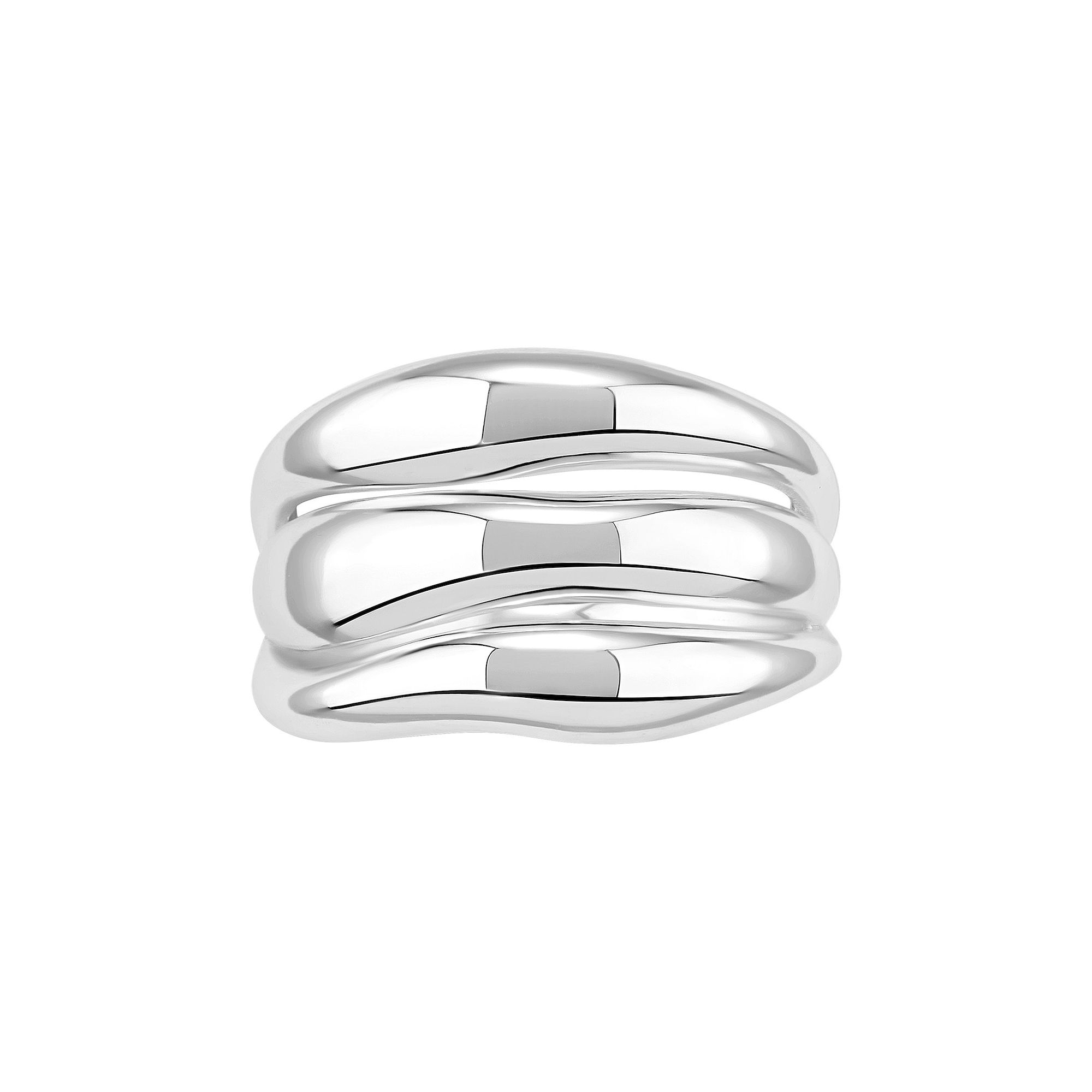PRIMROSE Fine Silver Plated Polished Triple Band Ring, Womens, Size: 7, Si