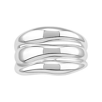 PRIMROSE Fine Silver Plated Polished Triple Band Ring