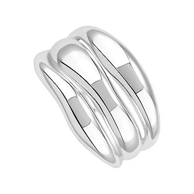 PRIMROSE Fine Silver Plated Polished Triple Band Ring