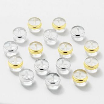 PRIMROSE Fine Silver & 14k Gold Plated 8-Pack Plastic Earring Back Set