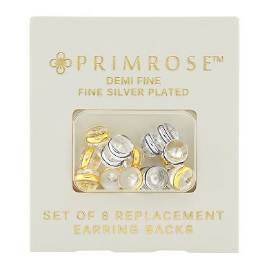 PRIMROSE Fine Silver and 14k Gold Plated 8-Pack Plastic Earring Back Set