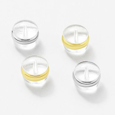 PRIMROSE Fine Silver and 14k Gold Plated 8-Pack Plastic Earring Back Set
