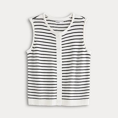 Women's Sonoma Goods For Life® Button Up Crew Neck Sweater Vest