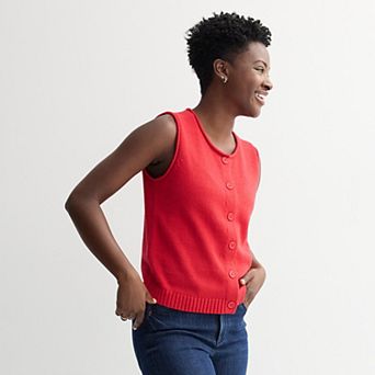 Women's Sonoma Goods For Life® Button Up Crew Neck Sweater Vest