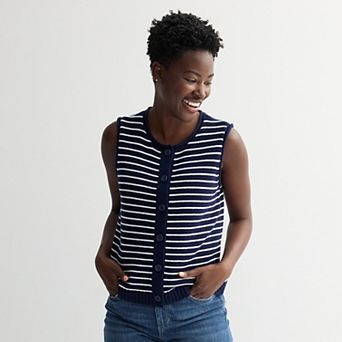 Women's Sonoma Goods For Life® Button Up Crew Neck Sweater Vest