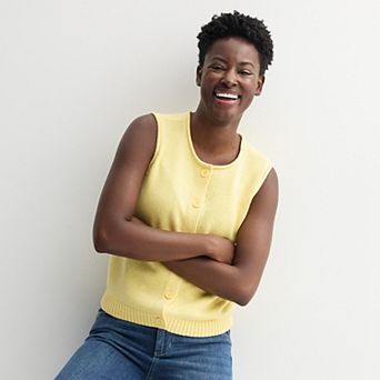 Women's Sonoma Goods For Life® Button Up Crew Neck Sweater Vest