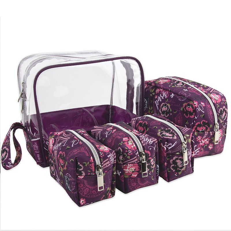 Emma & Chloe 5-Piece Travel Wristlet Set, Pink
