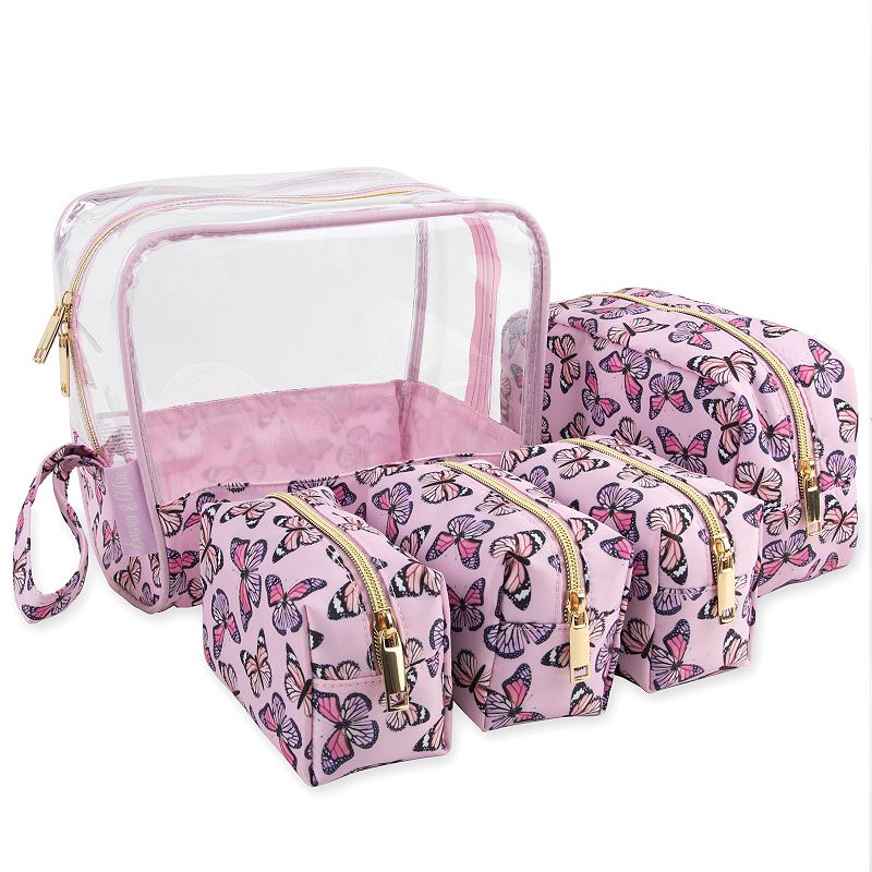 Emma & Chloe 5-Piece Travel Wristlet Set, Pink