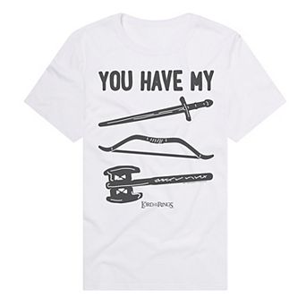 Men's Lord of The Rings Fellowship Weapons Graphic Tee