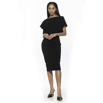 Women's ALEXIA ADMOR Sherri Boatneck Ruffle Sleeve Midi Sheath Dress