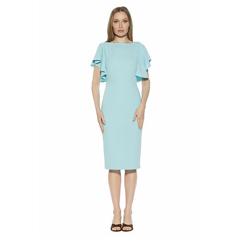 Женские платья ALEXIA Women's ALEXIA ADMOR Sherri Boatneck Ruffle Sleeve Midi Sheath Dress