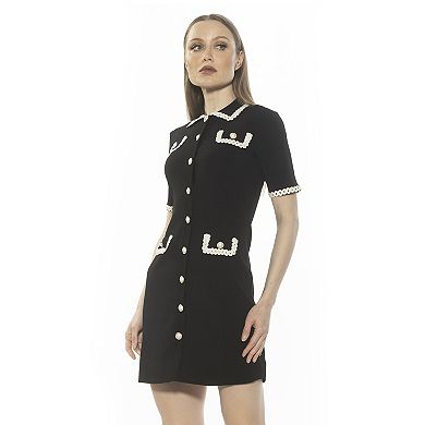 Women's ALEXIA ADMOR Odette Knit Button Down Short Sleeve Dress