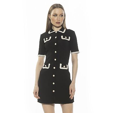 Women's ALEXIA ADMOR Odette Knit Button Down Short Sleeve Dress