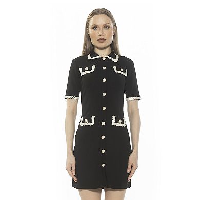Women's ALEXIA ADMOR Odette Knit Button Down Short Sleeve Dress