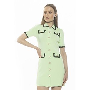 Women's ALEXIA ADMOR Odette Knit Button Down Short Sleeve Dress