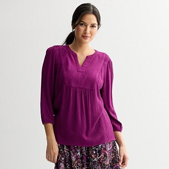 Women's Croft & Barrow® Front Yoke Popover Blouse