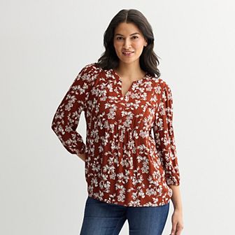 Women's Croft & Barrow® Front Yoke Popover Blouse
