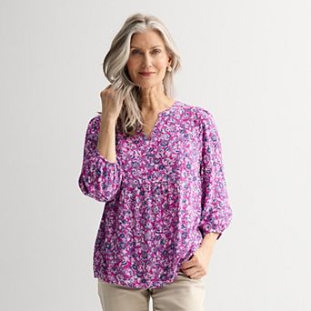 Women's Croft & Barrow® Front Yoke Popover Blouse