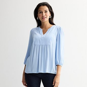 Women's Croft & Barrow® Front Yoke Popover Blouse