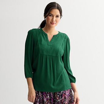 Women's Croft & Barrow® Front Yoke Popover Blouse