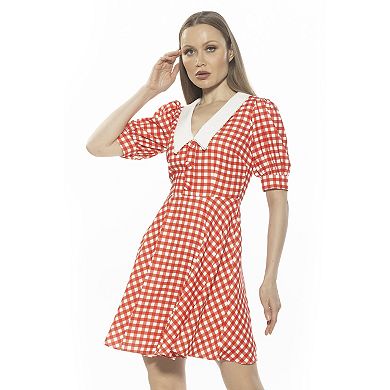 Women's ALEXIA ADMOR Carys Dropped Collar Puff Sleeve Fit And Flare Dress