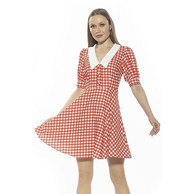 Women's ALEXIA ADMOR Carys Dropped Collar Puff Sleeve Fit And Flare Dress